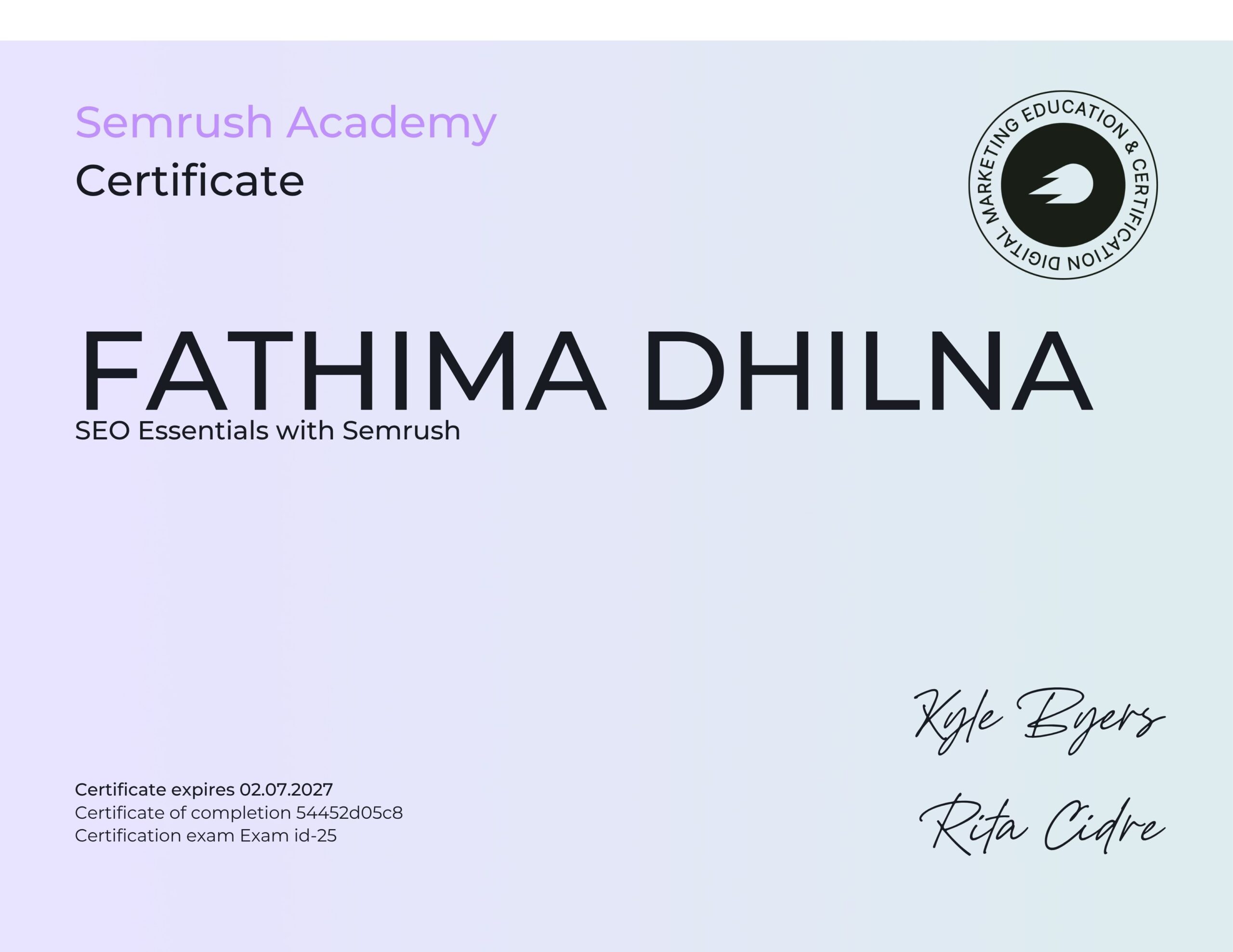 Best Digital Marketer in Malappuram-certificate 2
